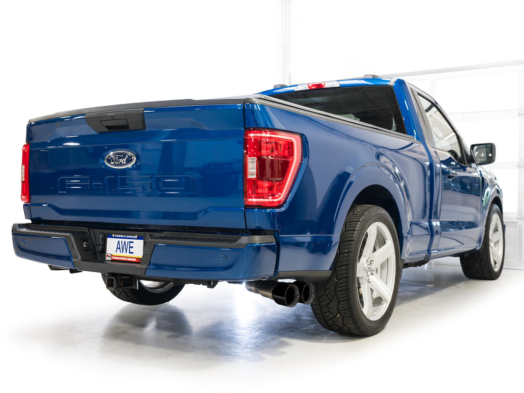 AWE 0FG Dual Side Exit Exhaust for Ford F-150 Regular Cab - 4.5" Diamond Black Tips