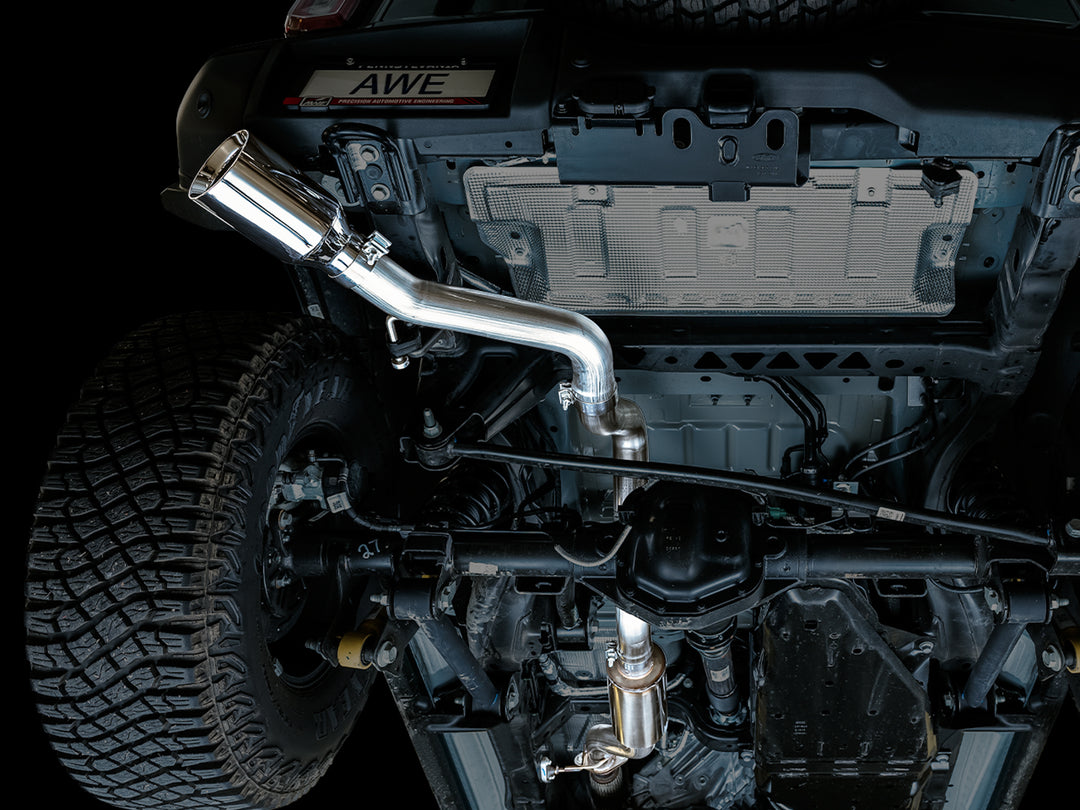 AWE 0FG Catback Exhaust for Ford Bronco with BashGuard™ - Single 5" Chrome Silver Tip