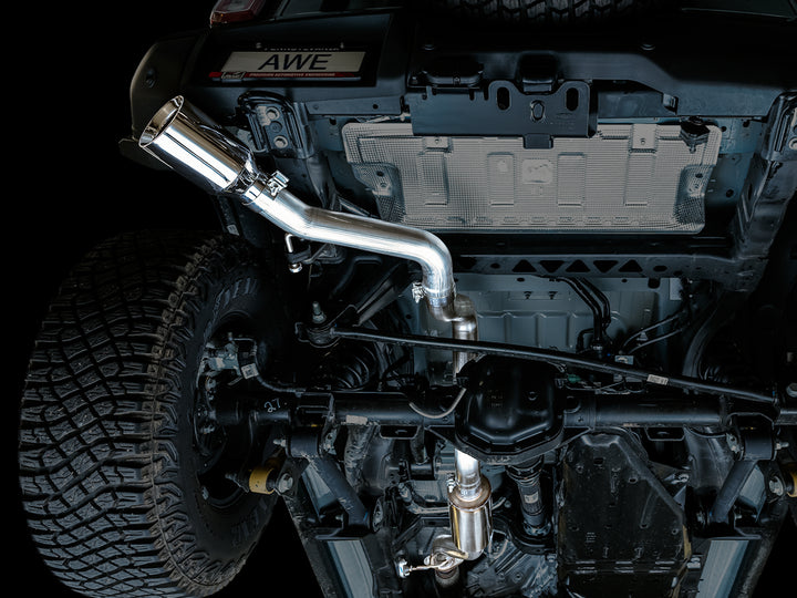 AWE 0FG Catback Exhaust for Ford Bronco with BashGuard™ - Single 5" Chrome Silver Tip