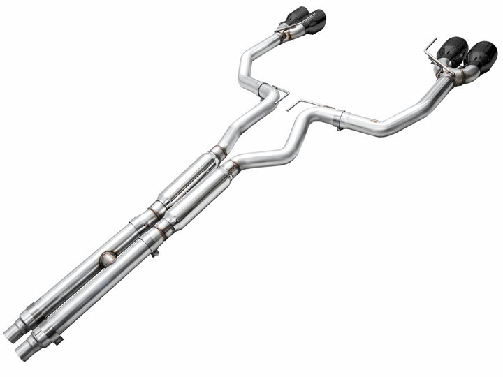 AWE Track Edition Exhaust for S650 Ford Mustang Dark Horse - Quad Diamond Black Tips