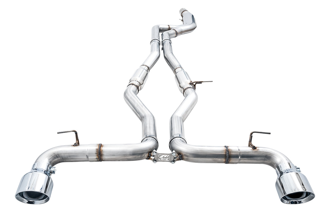 AWE Resonated Track Edition Exhaust for A90 Supra - 5" Chrome Silver Tips