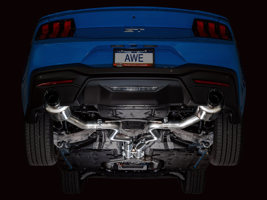 AWE Touring Edition Exhaust for S650 Ford Mustang GT Fastback - Dual Diamond Black Tips