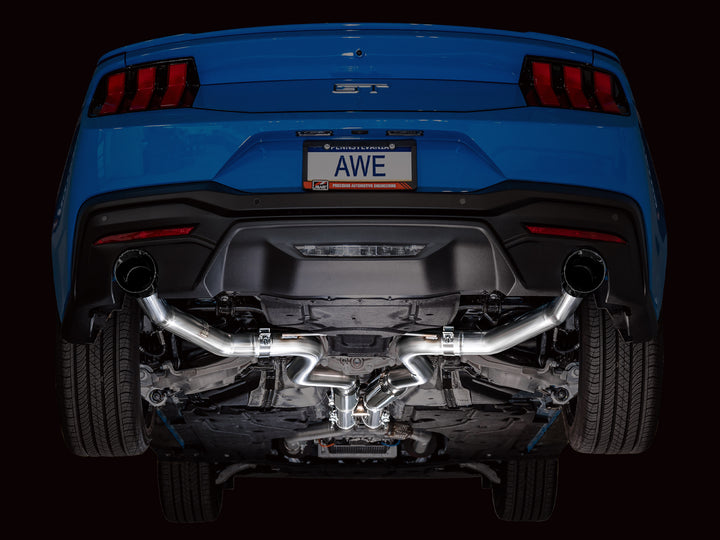 AWE Track Edition Exhaust for S650 Ford Mustang GT Fastback - Dual Diamond Black Tips