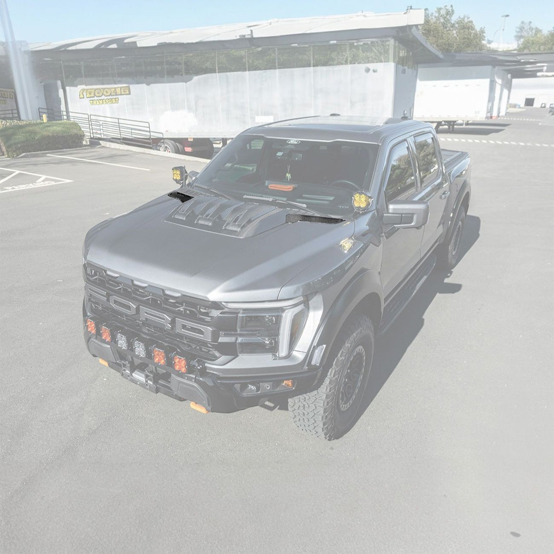 2021-Up Ford F-150 Carbon Fiber Raptor R Style Front Hood Vent Side Trim Bezel Replacements