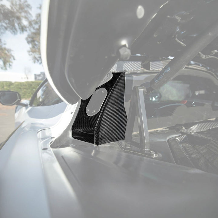 Corvette C8 Dry Carbon Fiber Rear Hatch Hinge Pillar Trim Cover Overlays