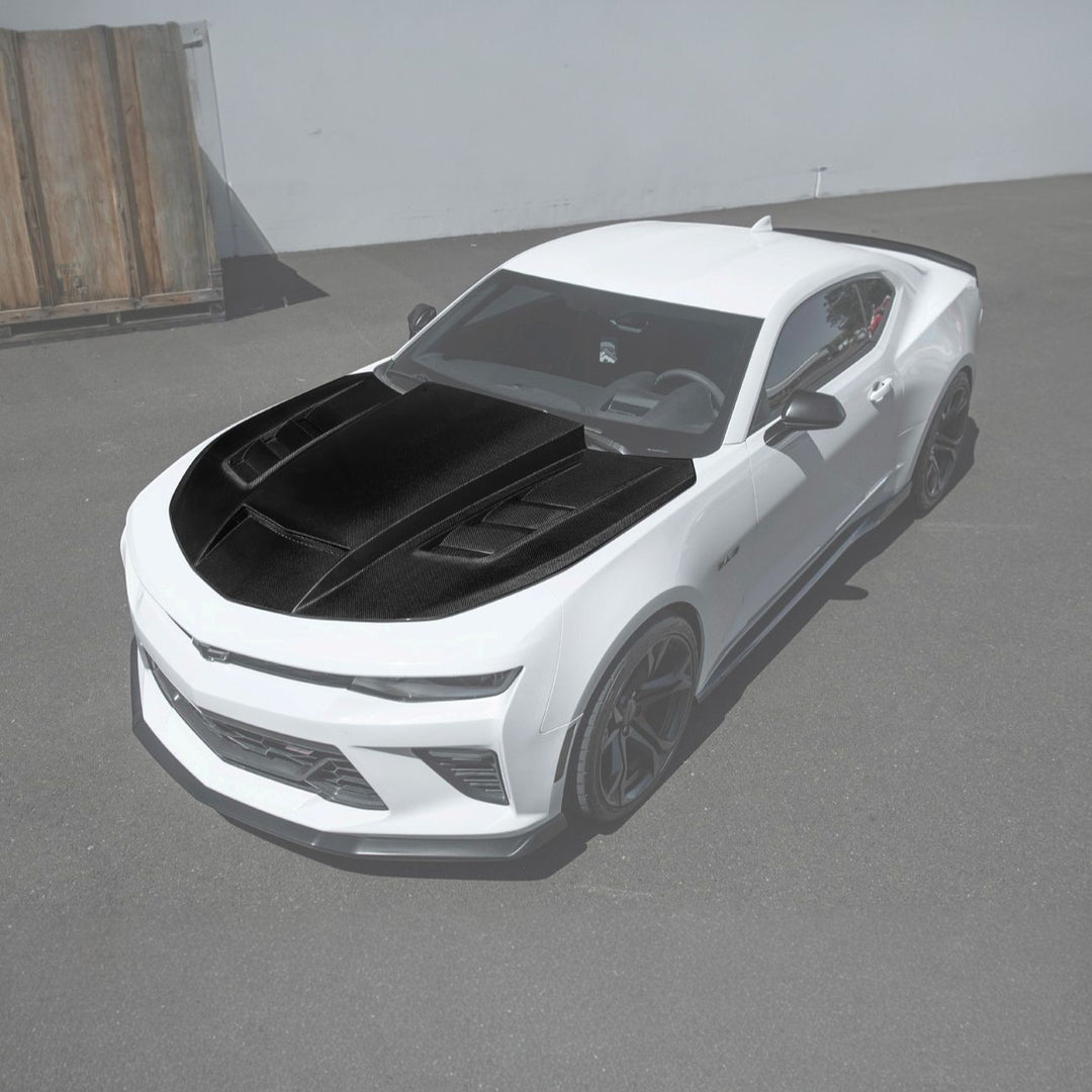 2016-2024 Chevrolet Camaro Carbon Fiber Terminator Style Front Bumper Hood Replacement