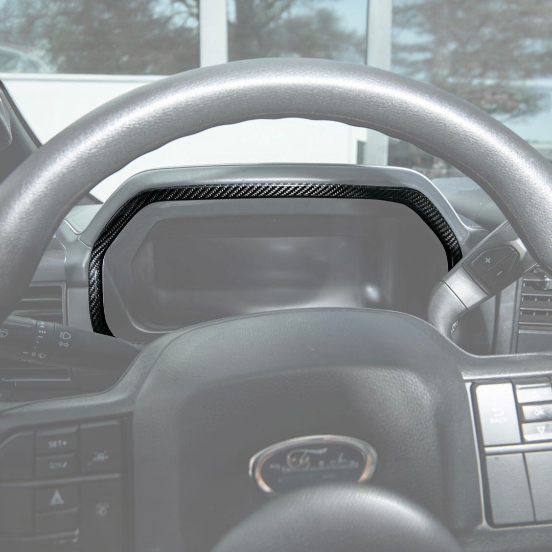 2021-Up Ford F-150 / F-150 Lightning Dry Carbon Fiber Dashboard Instrument Cluster Gauge Panel Trim Overlay