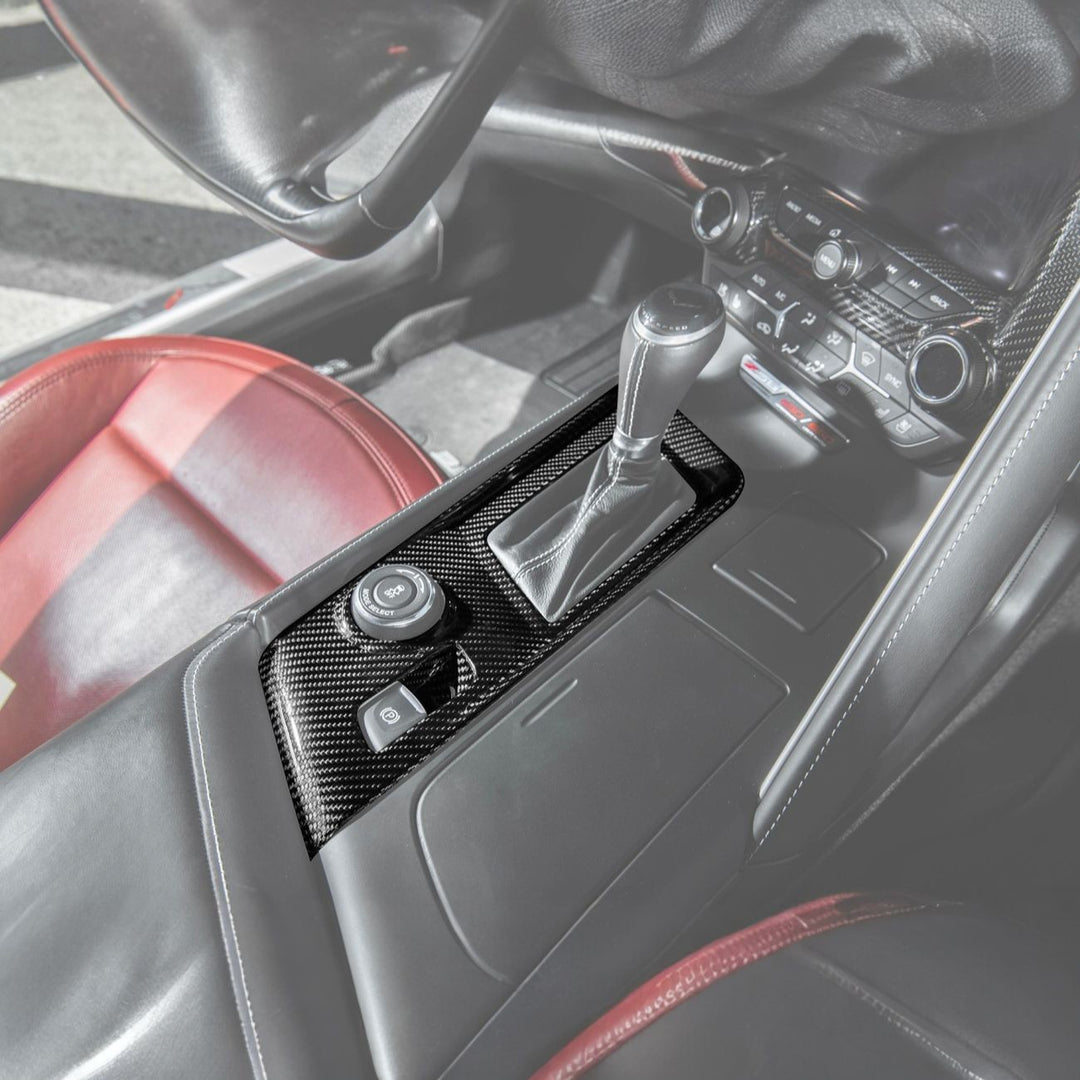 Corvette C7 Dry Carbon Fiber Center Console Shifter Trim Plate Cover Overlay