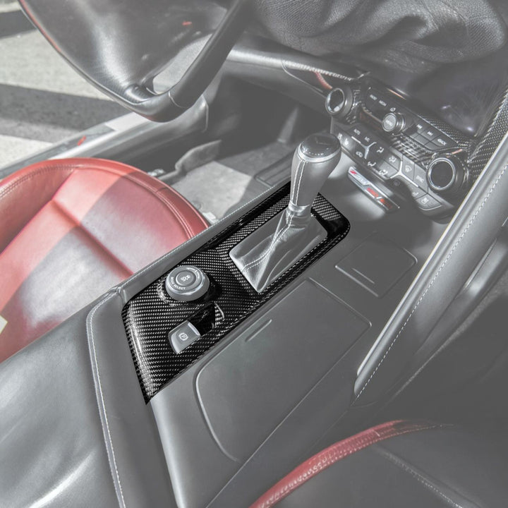 Corvette C7 Dry Carbon Fiber Center Console Shifter Trim Plate Cover Overlay