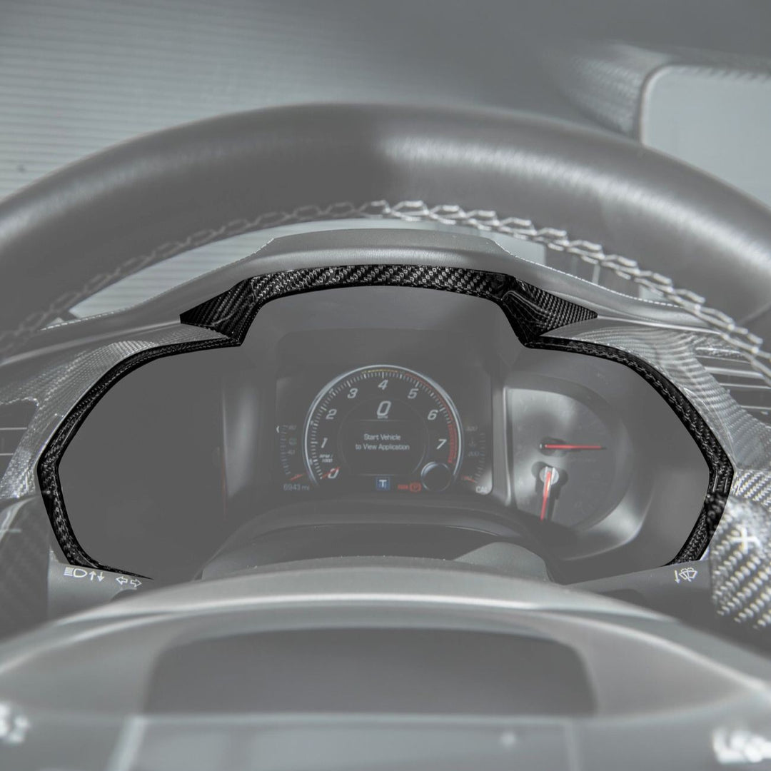 Corvette C7 Dry Carbon Fiber Gauge Cluster Trim Cover Set
