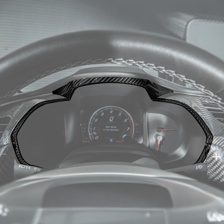 Corvette C7 Dry Carbon Fiber Gauge Cluster Trim Cover Set
