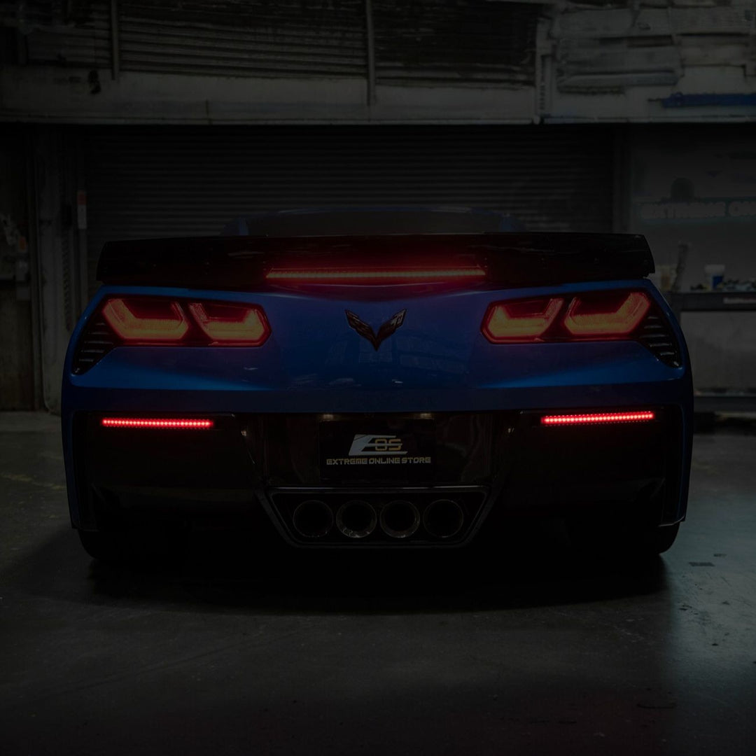 Corvette C7 Rear Bumper Diffuser Clear Lens Red LED Reflector Lights