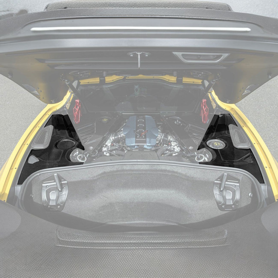 Corvette C8 Carbon Fiber 3-Piece Rear Engine Bay Cover Overlay Panel Set