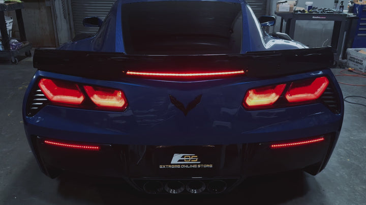 Corvette C7 Rear Bumper Diffuser Clear Lens Red LED Reflector Lights