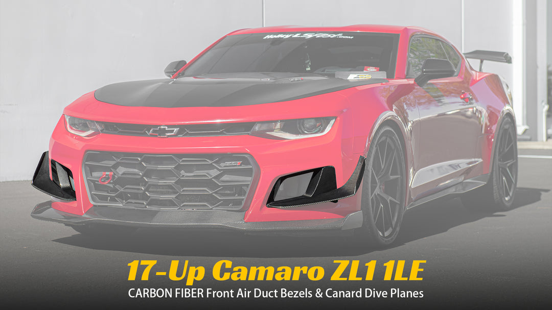 2019-24 Camaro ZL1 1LE Dry Cabon Fiber Front Air Duct Bezels &amp; Canard Dive Planes