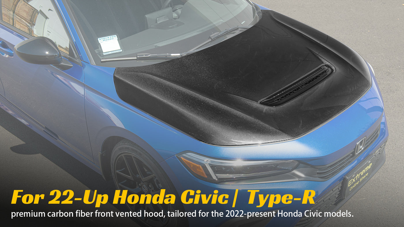 2022-Up Honda Civic Type-R Package Carbon Fiber Front Vented hood