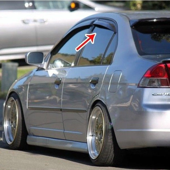 2001-05 Honda Civic Sedan | EOS JDM Smoke Tinted Window Visors Rain Guards