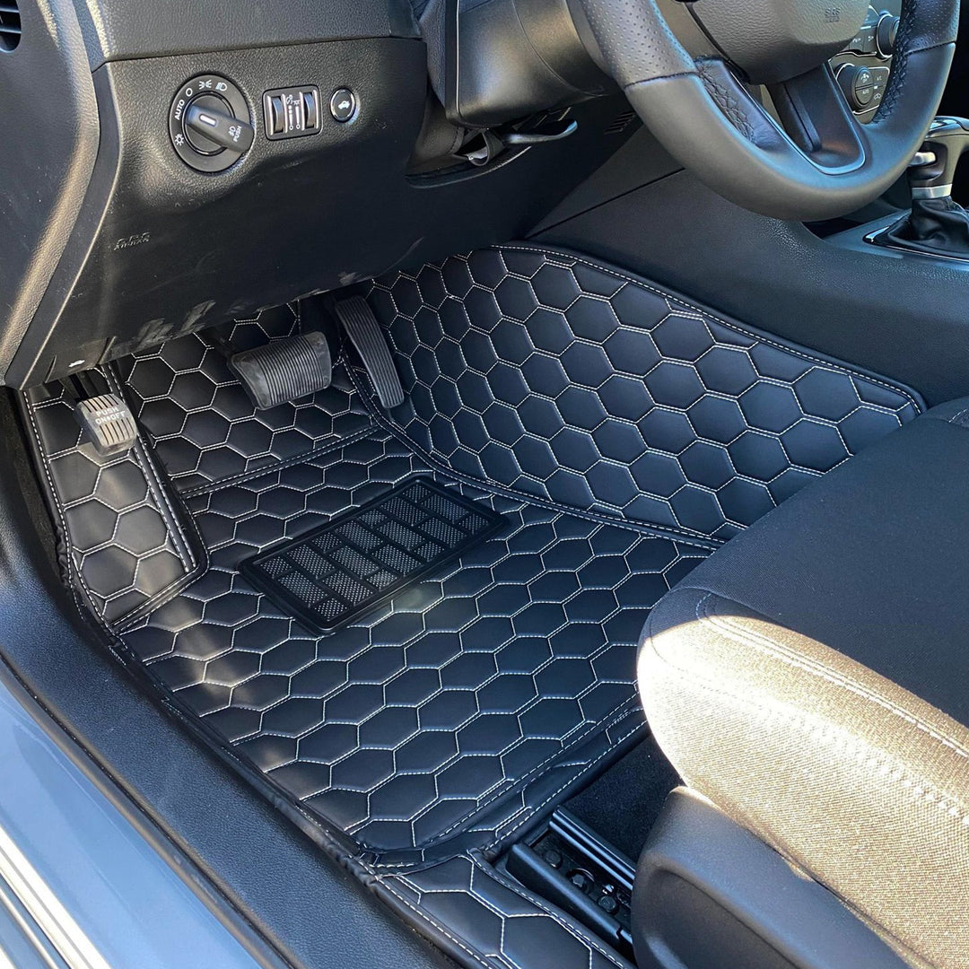 2015+ Dodge Charger Custom Honeycomb Leather Floor Mat Liners