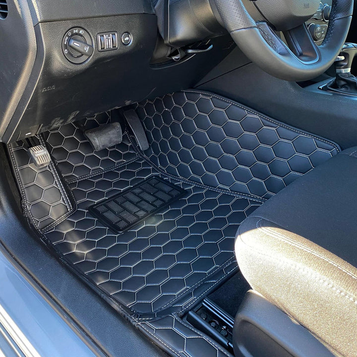 2015+ Dodge Charger Custom Honeycomb Leather Floor Mat Liners