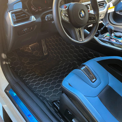 2021+ BMW G82 M4 / G80 M3 Premium Honeycomb Leather Floor Mat Liners