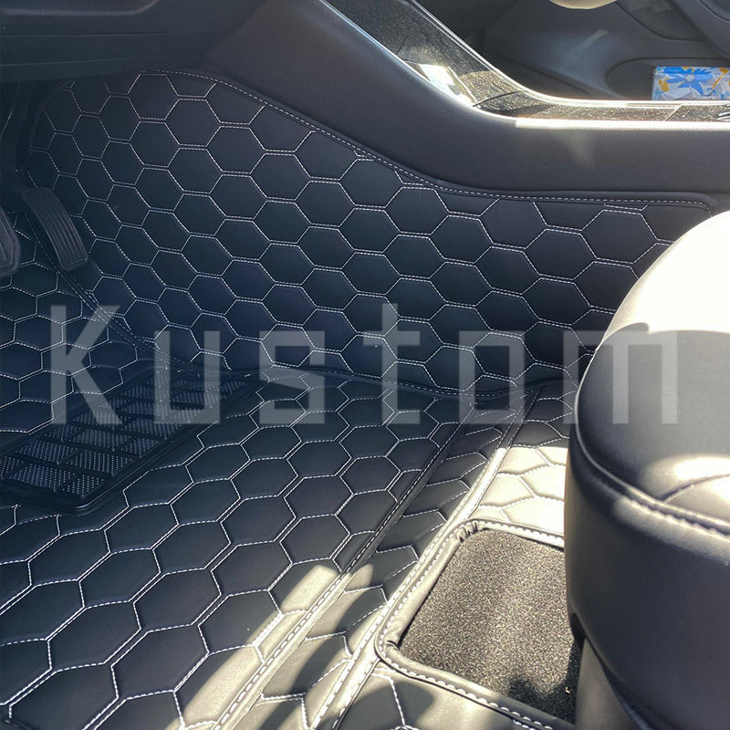 Tesla Model 3 Custom Honeycomb Leather Floor Mat