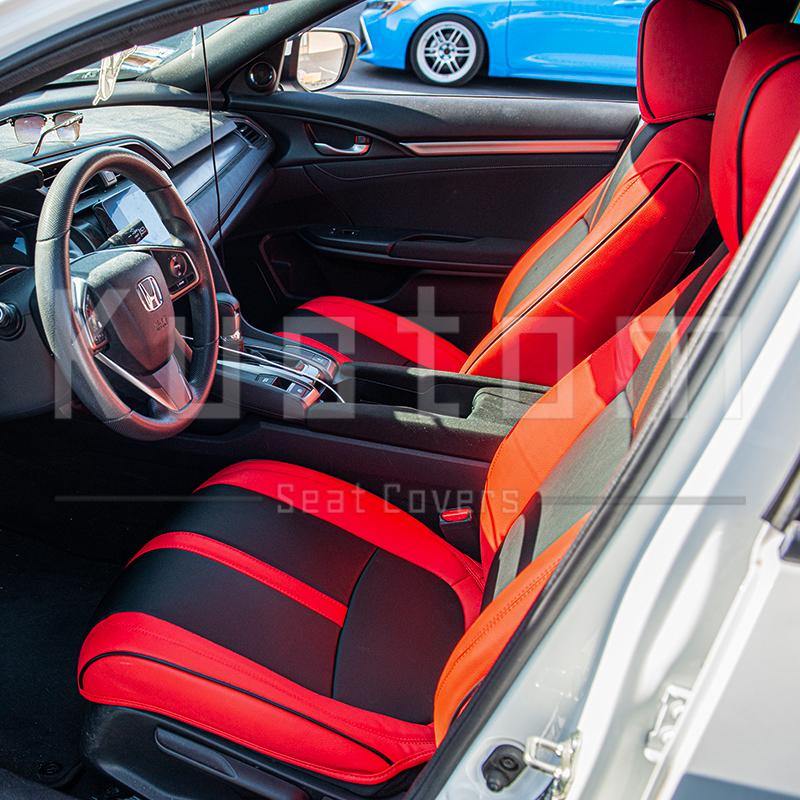 2016-Up Honda Civic Two-tone Front Leather Seat Covers - Extreme Online Store