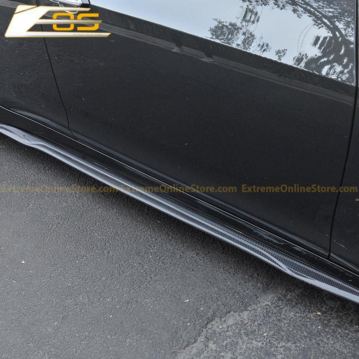 16-19 Cadillac CTS-V Carbon Fiber Front Splitter &amp; Side Skirts Rockers - ExtremeOnlineStore
