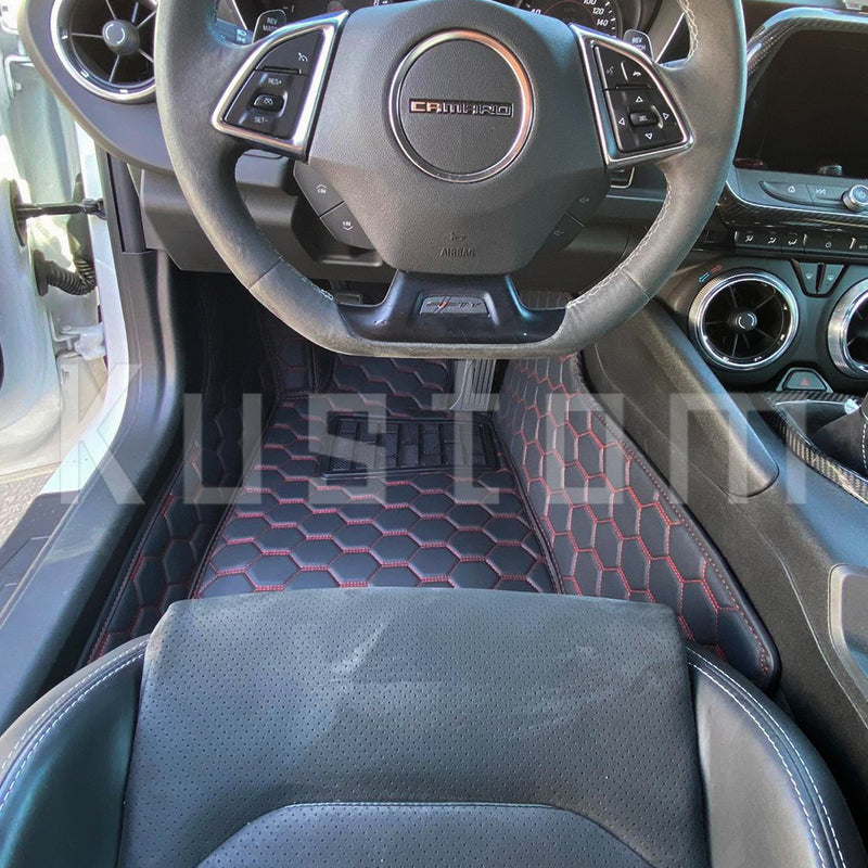 6th Gen Camaro Honeycomb Leather Floor Mat
