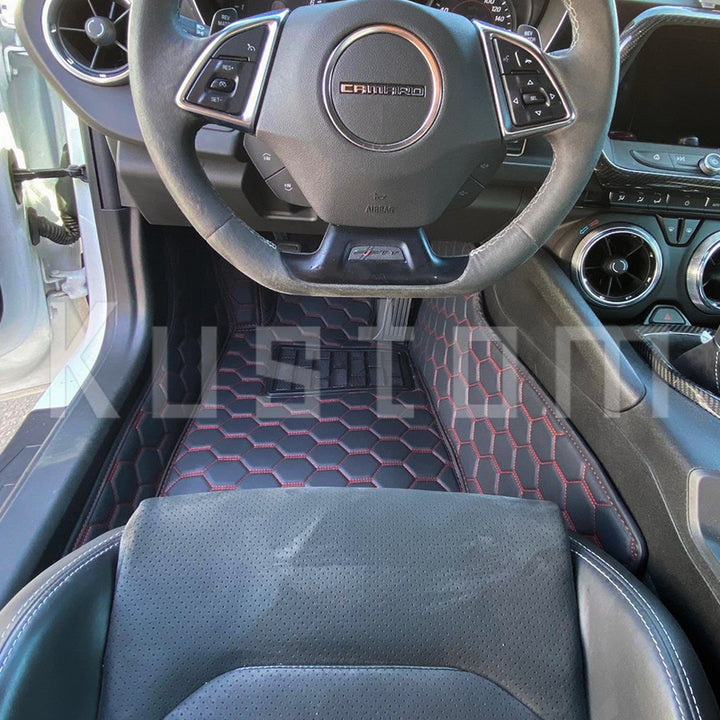 6th Gen Camaro Honeycomb Leather Floor Mat