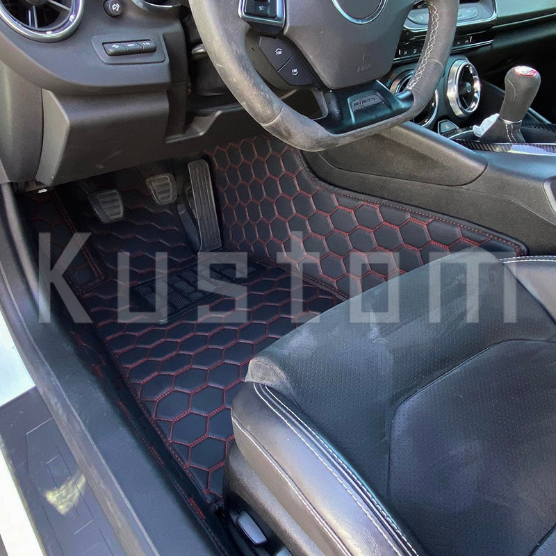 6th Gen Camaro Honeycomb Leather Floor Mat