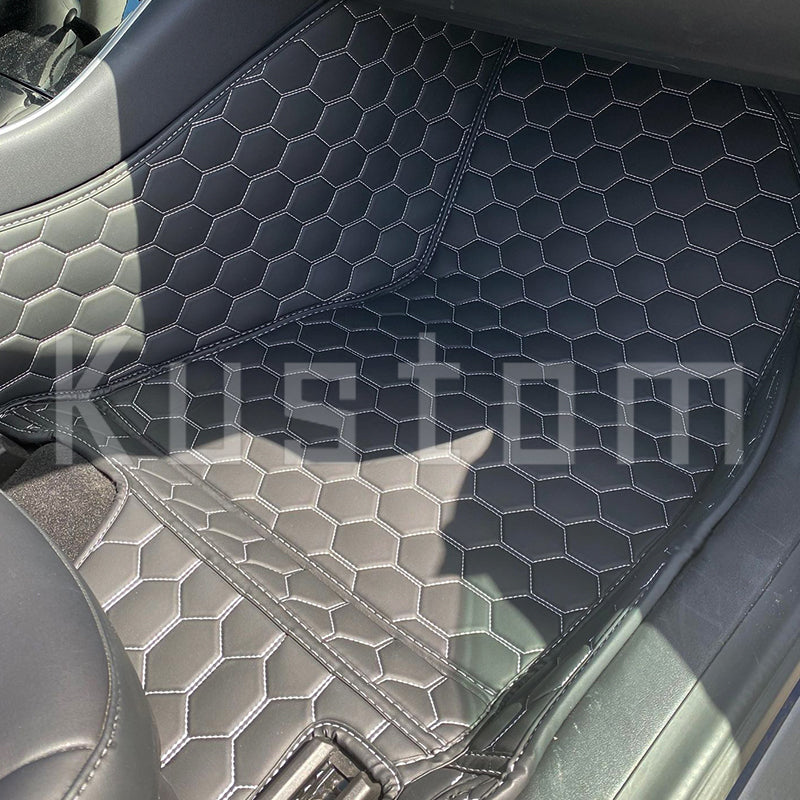Tesla Model 3 Custom Honeycomb Leather Floor Mat