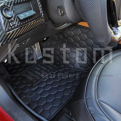 Corvette C7 Custom Premium Honeycomb Leather Floor Mat Liners