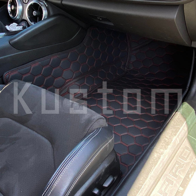 6th Gen Camaro Premium Honeycomb Leather Floor Mat Liners