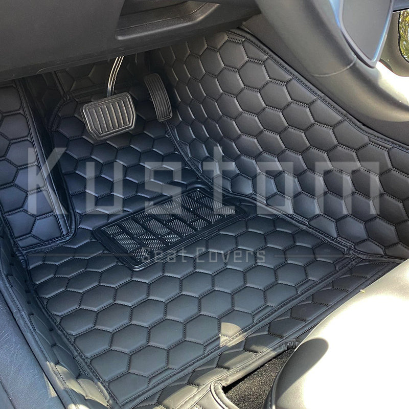 Tesla Model 3 Custom Honeycomb Leather Floor Mat