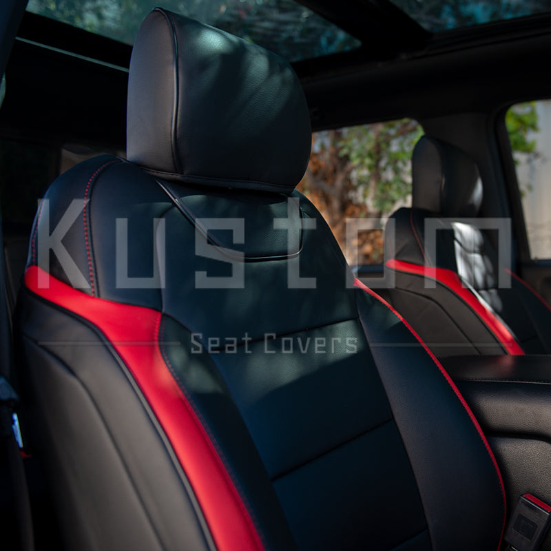 FH Group Custom Fit Seat Covers for 2015-2020 Ford F150 XLT | Lariat | Raptor Rear Set, Red
