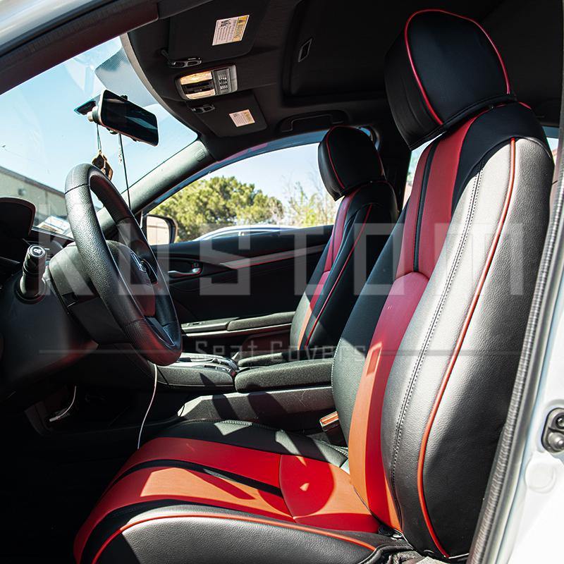 2016-Up Honda Civic Two-tone Front Leather Seat Covers - Extreme Online Store