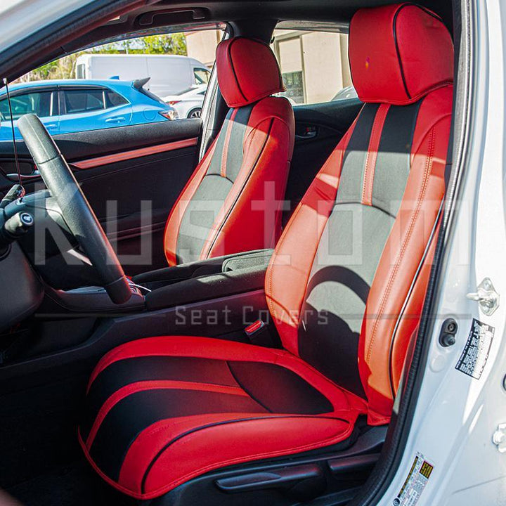 2016-Up Honda Civic Two-tone Front Leather Seat Covers - Extreme Online Store