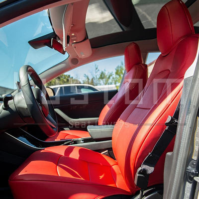 2017-21 Tesla Model 3 Two-tone Custom Leather Seat Covers - Extreme Online Store