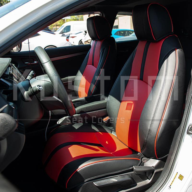 2016-Up Honda Civic Two-tone Front Leather Seat Covers - Extreme Online Store