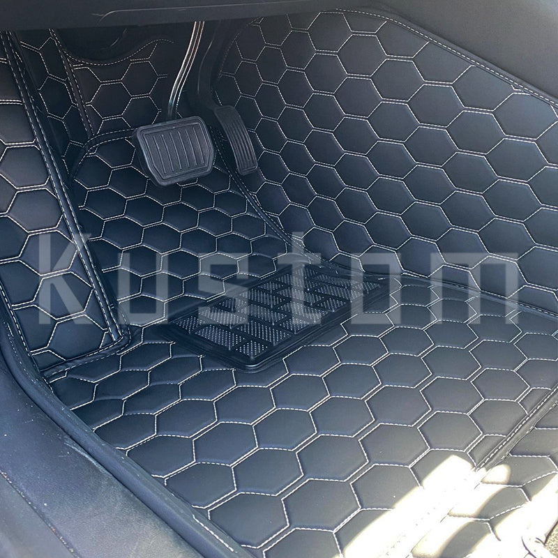 Tesla Model 3 Custom Honeycomb Leather Floor Mat