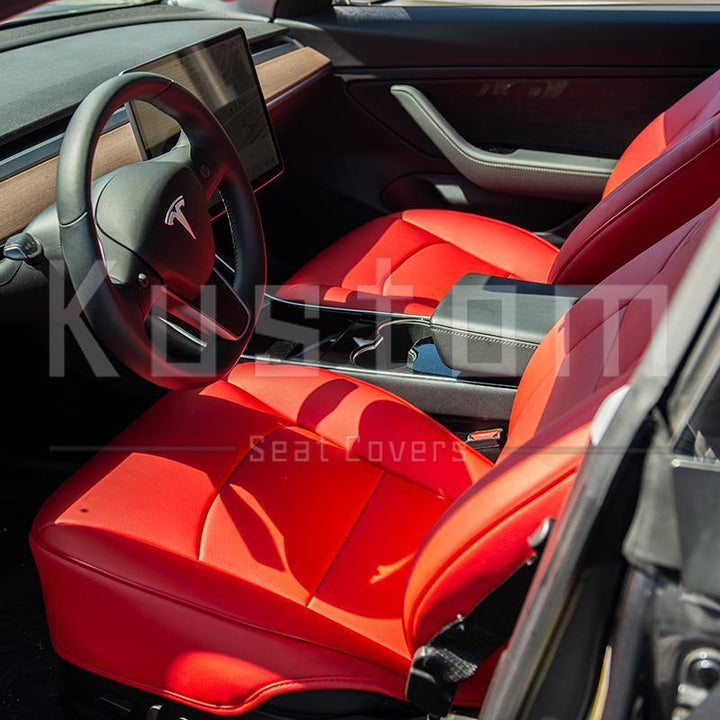 2017-21 Tesla Model 3 Two-tone Custom Leather Seat Covers - Extreme Online Store