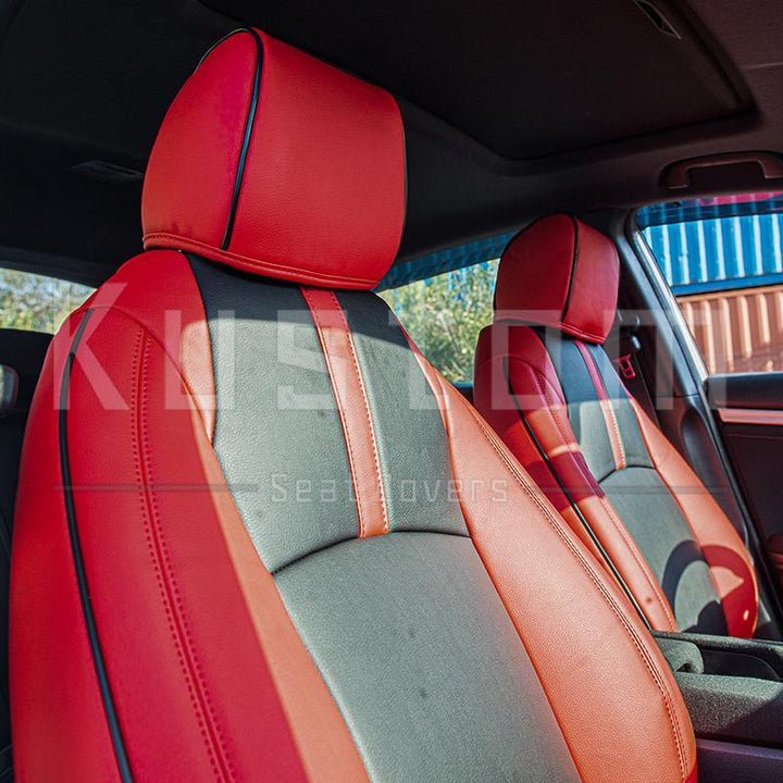 2016-Up Honda Civic Two-tone Front Leather Seat Covers - Extreme Online Store