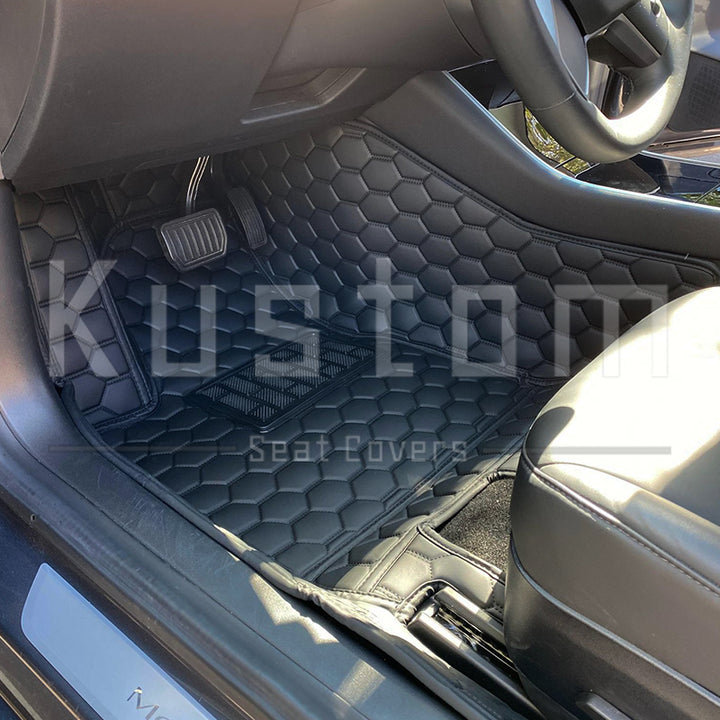 Tesla Model 3 Custom Honeycomb Leather Floor Mat
