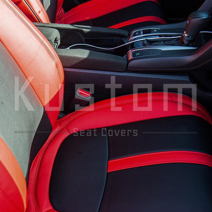 2016-Up Honda Civic Two-tone Front Leather Seat Covers - Extreme Online Store