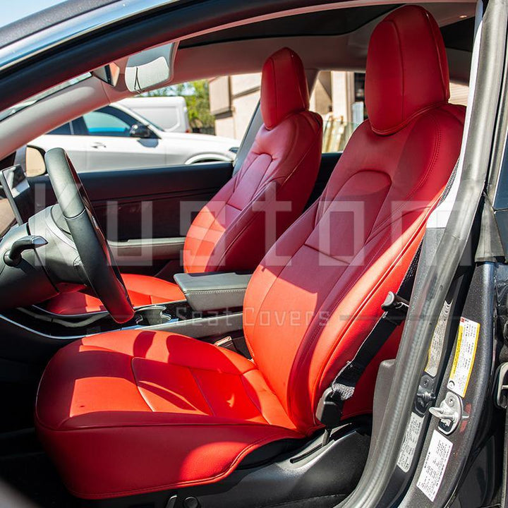 2017-21 Tesla Model 3 Two-tone Custom Leather Seat Covers - Extreme Online Store