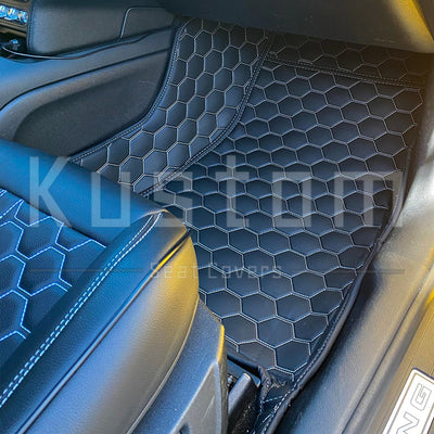 2015-Up Ford Mustang Premium Honeycomb Leather Floor Mat Liners