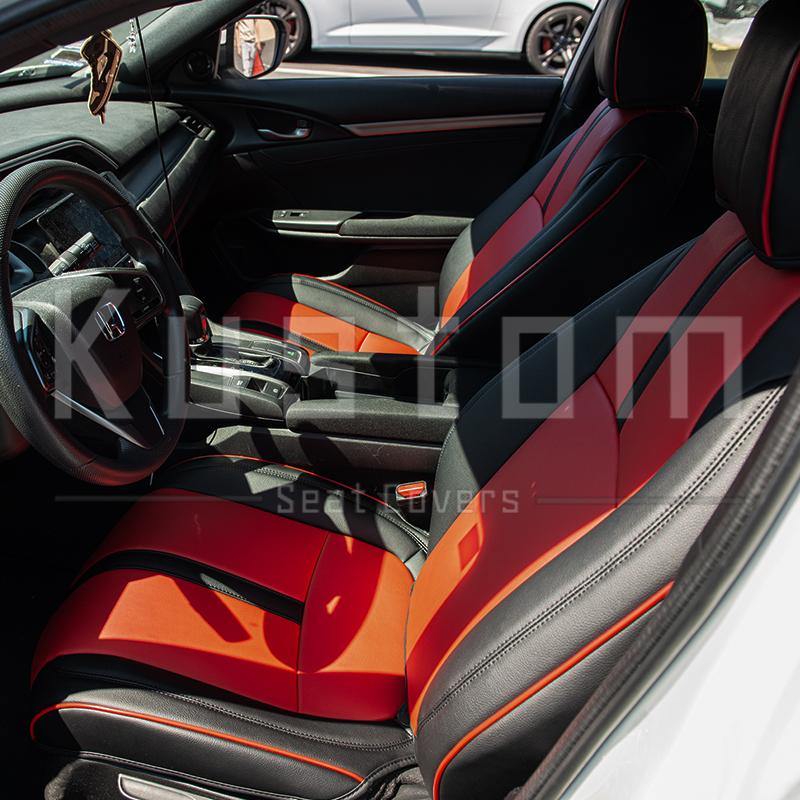 2016-Up Honda Civic Two-tone Front Leather Seat Covers - Extreme Online Store