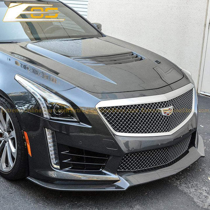 16-19 Cadillac CTS-V Carbon Fiber Front Splitter &amp; Side Skirts Rockers - ExtremeOnlineStore
