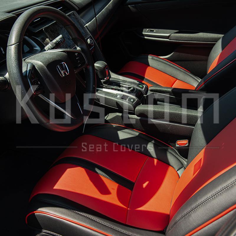 2016-Up Honda Civic Two-tone Front Leather Seat Covers - Extreme Online Store