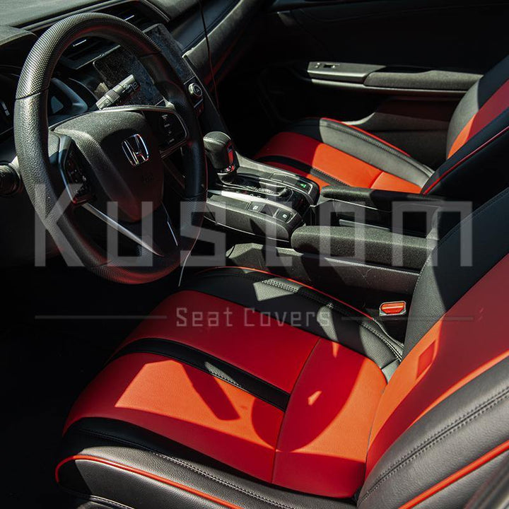 2016-Up Honda Civic Two-tone Front Leather Seat Covers - Extreme Online Store